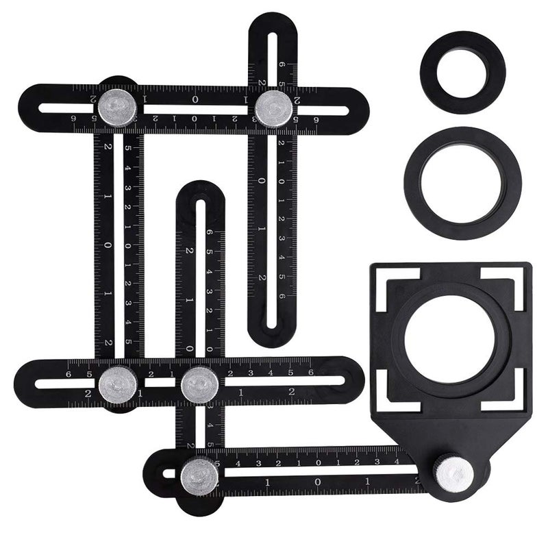 Lurui Aluminum Alloy Multi-Function six-fold Ruler Angle Finder Universal Angler Ruler Metal Drill Guide Locator Tile Opening Hole Angle Template Tool Angle Copier for Builders, Craftsmen, Carpenters - Image 1